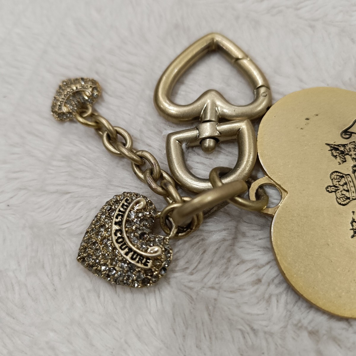 JUICY COUTURE ゴールド ハート キーホルダー Juicy Couture Vintage Gold Scottie Logo Heart Rhinestones
