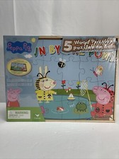 Peppa Pig 5 Wood Puzzles in Wood Storage Box