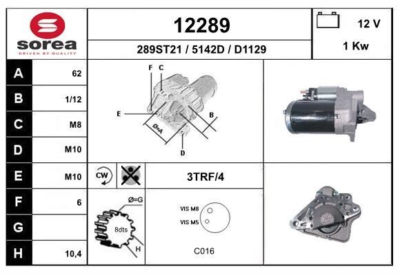 Démarreur de remplacement pour Dacia Duster 1.6 16V Hi-Flex éthanol