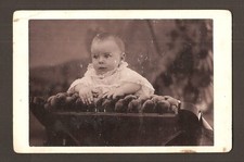 Old Antique Cabinet Card Photo Young Victorian Baby Child Kid on back of Chair