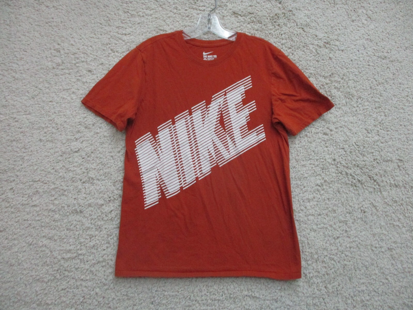 Nike Shirt Medium Adult Orange Tee Athletic Casual Spell Out Logo Classic Mens M