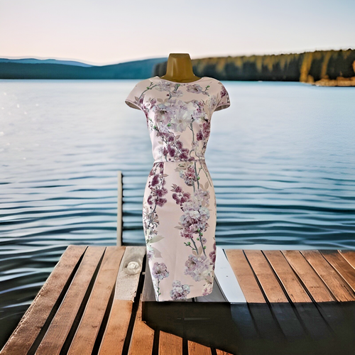 TED BAKER KAAKA SPRINKLED-BLOSSOM BODYCON DRESS TB 4 (UK 14) US 10 (EUR 42) - Picture 12 of 16