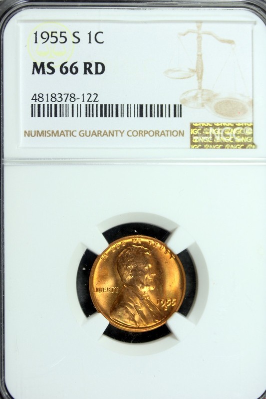 1955 - S NGC MS66 RD Lincoln Cent!!  #B19642
