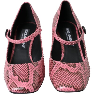 DOLCE & GABBANA Shoes Pink Python Leather Mary Jane Heels EU39