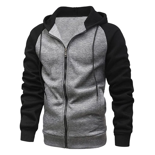 Herren Reißverschluss Hoodie Herbst Winter Sweatshirt Colorblock warme Jacke schwer - Bild 12 von 39