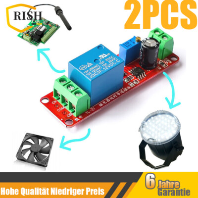 2Pcs NE555 12V DC Einstellbar 0-10S Sekunden Timer Verzögerungsschalter Modul DE