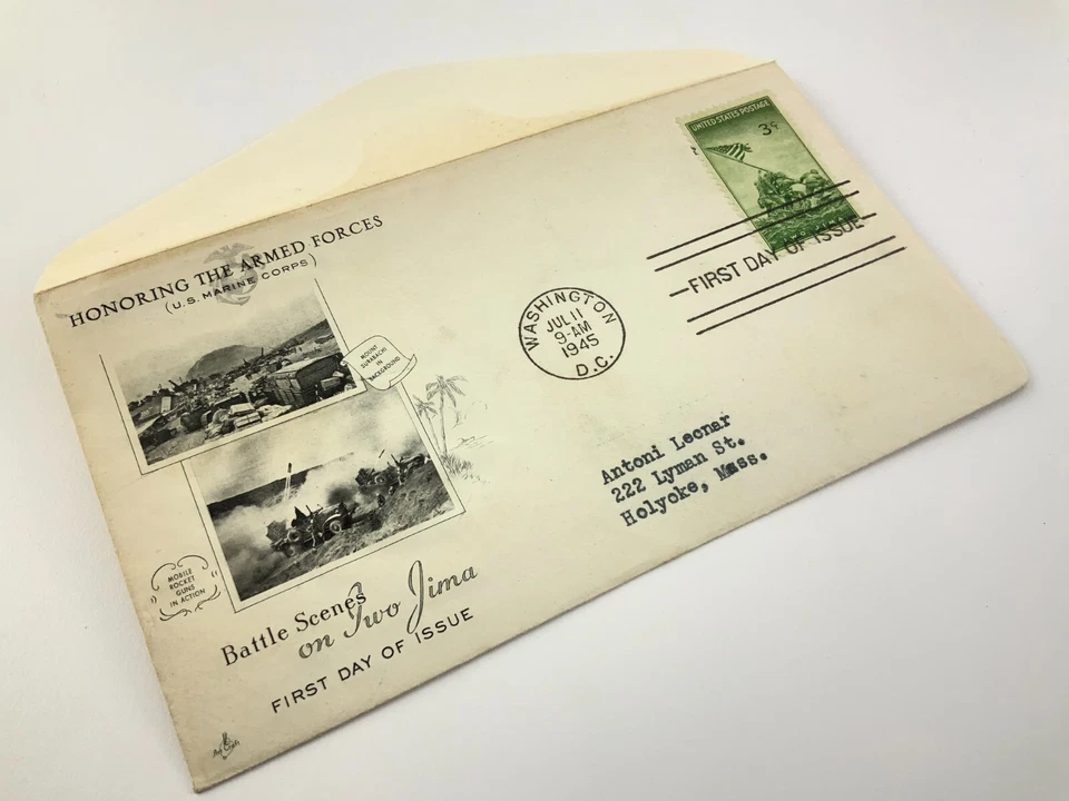 Armed Forces US Marine Corps Two Jima 1945 WWII FDC Cover Washington HH346 - Image 3 of 4