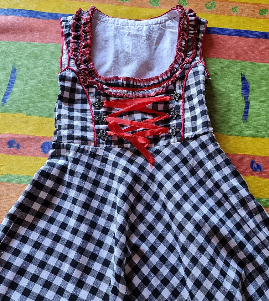DRESS VINTAGE TRACHTEN OKTOBERFEST DIRNDL TYROL PLAID GIRL-SIZE:US 7/EU 122 - Image 4 of 4