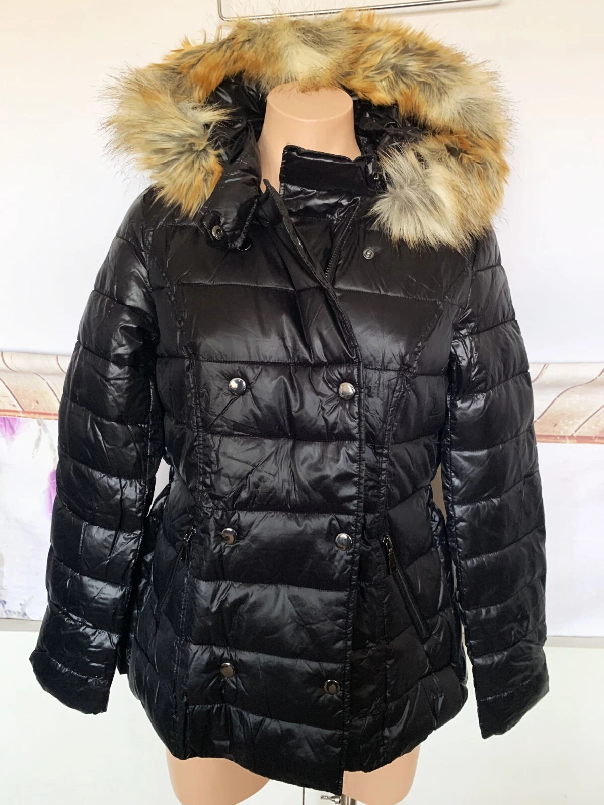 UNDERCOVER $148 Victoria's Secret VS doppiopetto puffer coat giacca con cappuccio NERO (S)