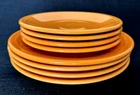 8 pc. Set of Homer Laughlin Tangerine Orange FIESTAWARE Lunch and Salad Plates