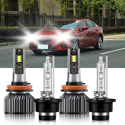 For Mazda 6 2009-2010 4x Combo LED HID Headlight High Low Beam Bulb Super Bright