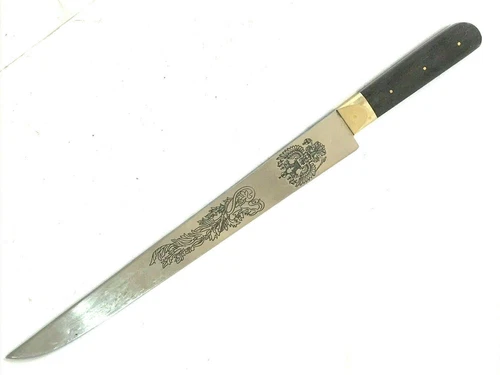 Chefs Long knife rose Wood Grips, chiesel worked Blade comes with sheath L-45 Cm
