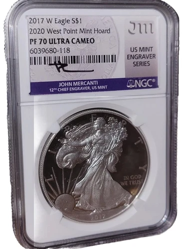 2017 W PF70 Silver Eagle NGC Mercanti Mint Engraver Series 2020 West Point Hoard