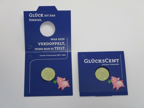 Glückscent Cent Glücksbringer Brief 4 verschiedene Motive mit Spruch