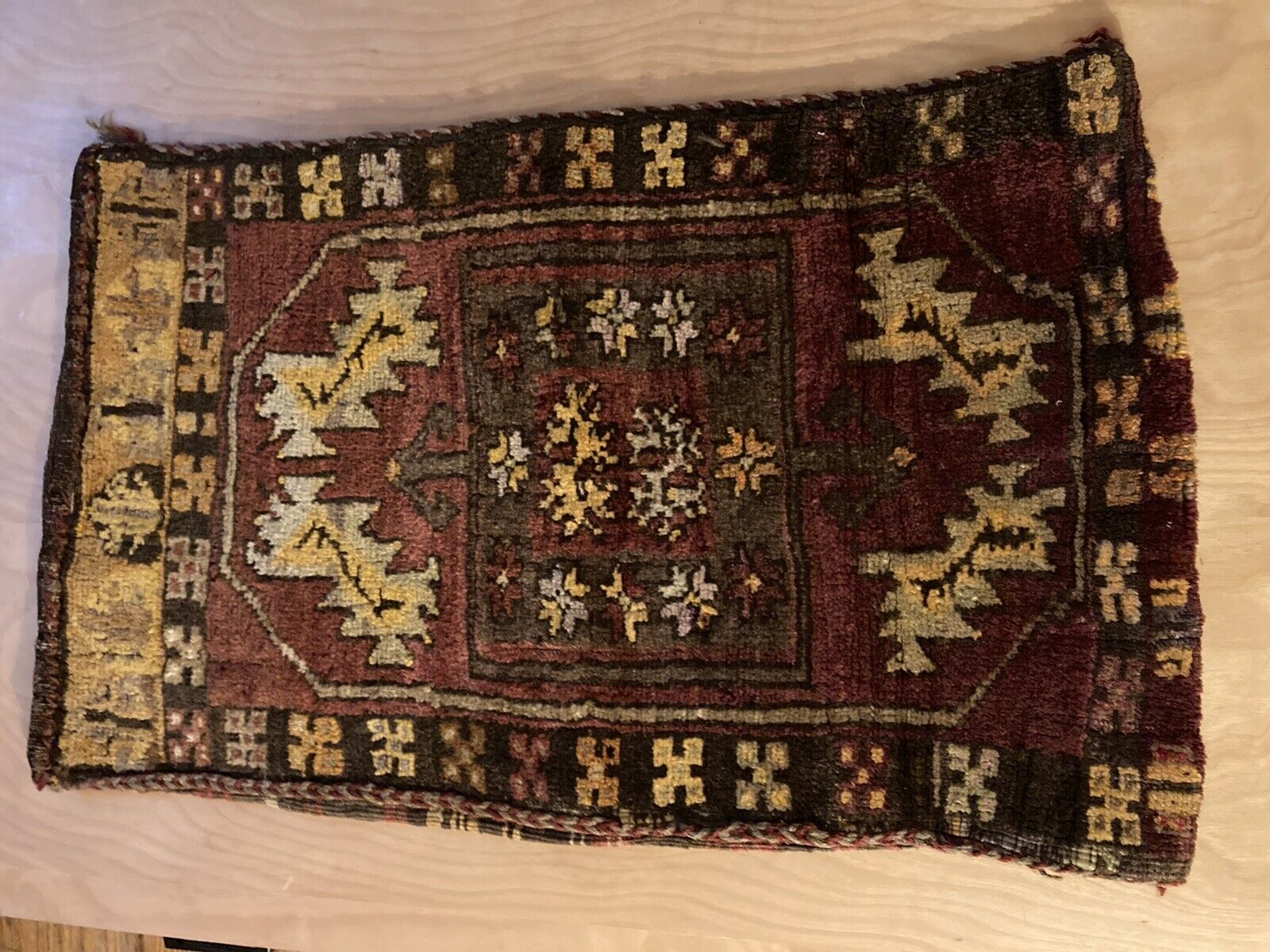 Vintage Antique Prayer Rug Kars Kilim sack kilim gunny Turkish 22” X 36”
