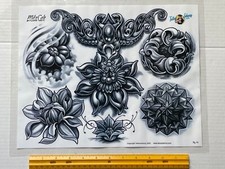 Vintage Art Tattoo Flash Sheet Mike Cole Studio MC4 Geometric /T290