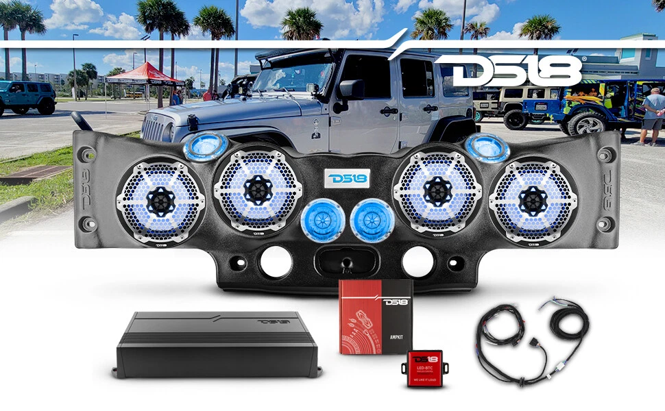 DS18 Sound Bar Package for Jeep JK JKU 4x Pro Speakers 4x Tweeters 2x Drivers