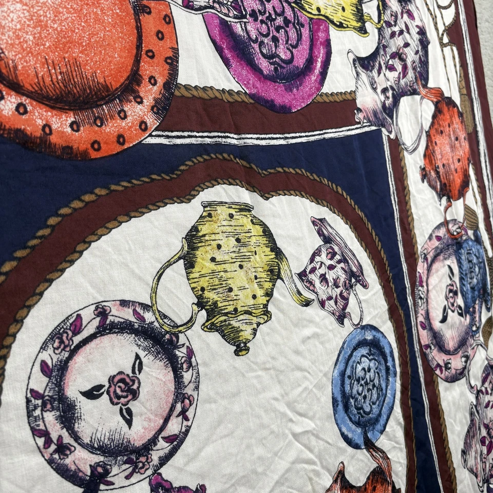 Talbots Tea Party Bufanda Cuadrada Juego de Té China Ilustración 44x44 Años 90 Foto 3 de 4