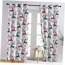  Home Decor Indoor Window Curtains, 52"W x 84"L (Pack of 2) Christmas Deer