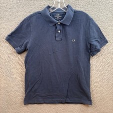 Vineyard Vines Polo Shirt Men Medium Navy Blue Short Sleeve Pique Rugby Slim Fit
