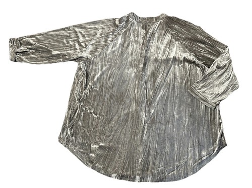 New Cato Gray Silver Velvet Stretch Long Sleeve Button Down 22/24 2X Preppy NWT - Picture 4 of 7