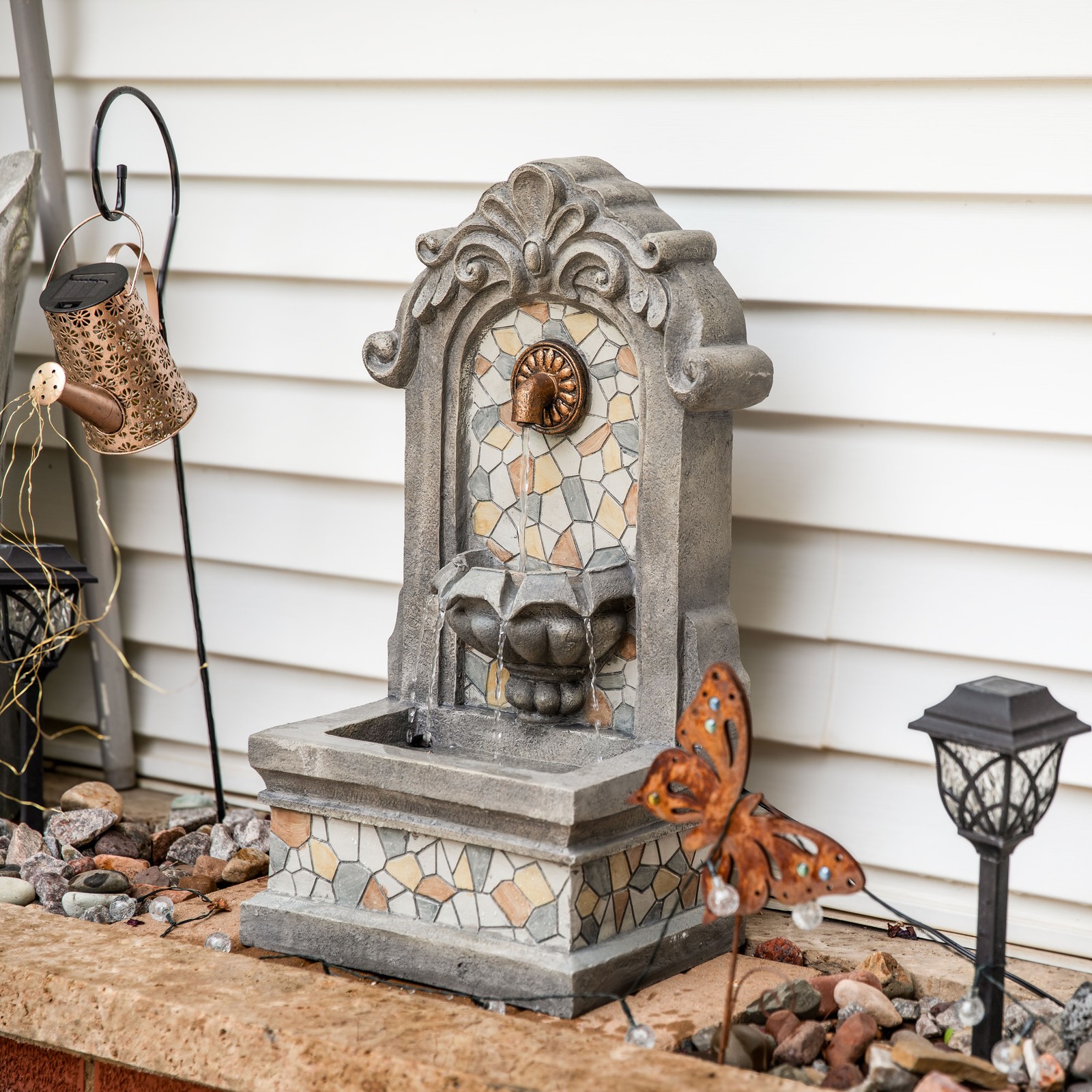 Enchanting Estate Polyresin Flat Back Outdoor Wall Fountain by Sunnydaze