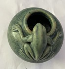 Handcrafted Indonesian Green Pottery 2 Inch Vase with Applied Frog — photo 2