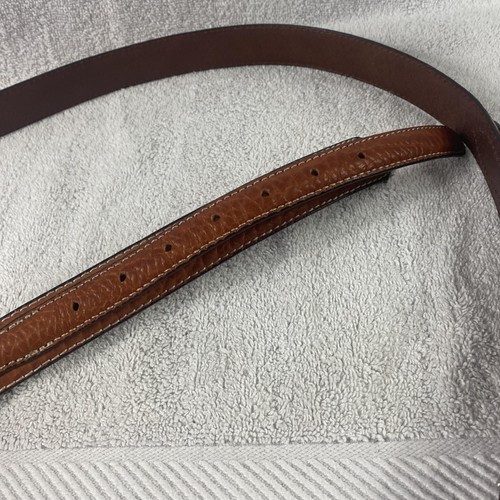 American Bison Belt Mens 50 Brown Genuine Leather Contrast Stitch Snap Buckle - Picture 6 of 13
