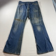 Men's Vintage 70's Sears Jean Joint Distressed Denim Blue Jeans 32x29.5 USA