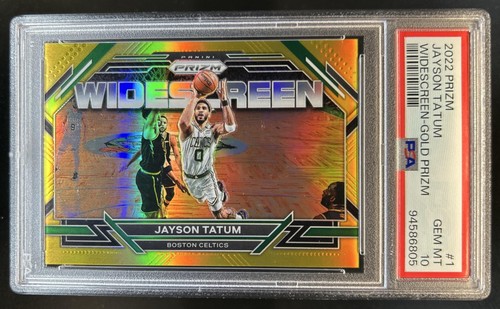 2022-23 Panini Prizm Jayson Tatum Widescreen Prizm Gold #/10 Celtics PSA 10