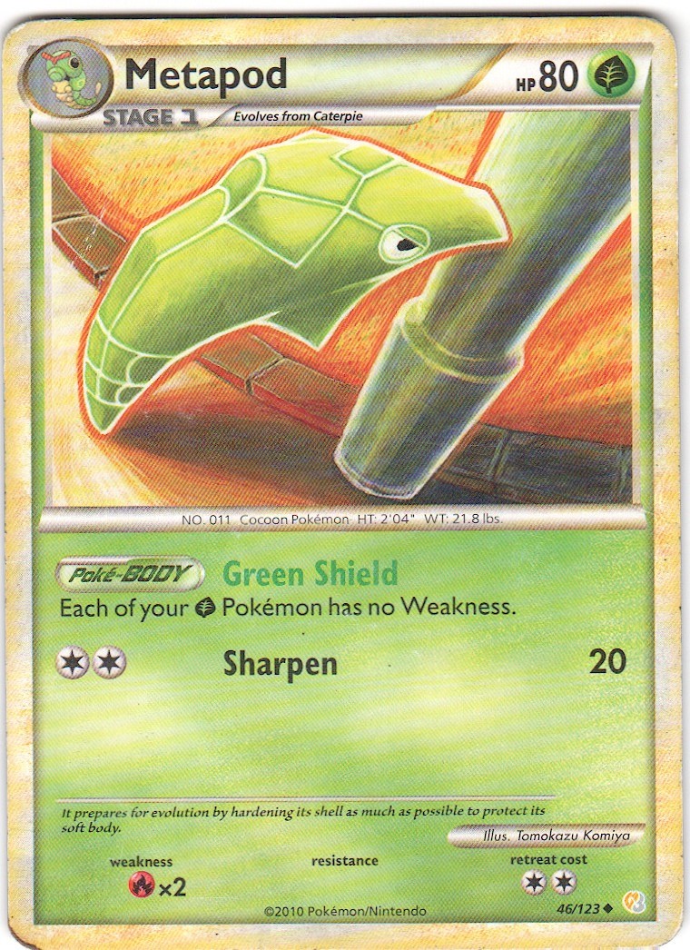 Metapod 46/123 UC HeartGold & SoulSilver Pokemon DMG (creases/dents)