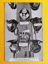 Old postcard museum war 14-15 GERMAN HELMETS KOLBACK of HUSSAR death head eagle