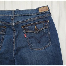Levis 515 Bootcut Jeans Womens 14M Medium Wash Studded Flap Pocket Blue Denim