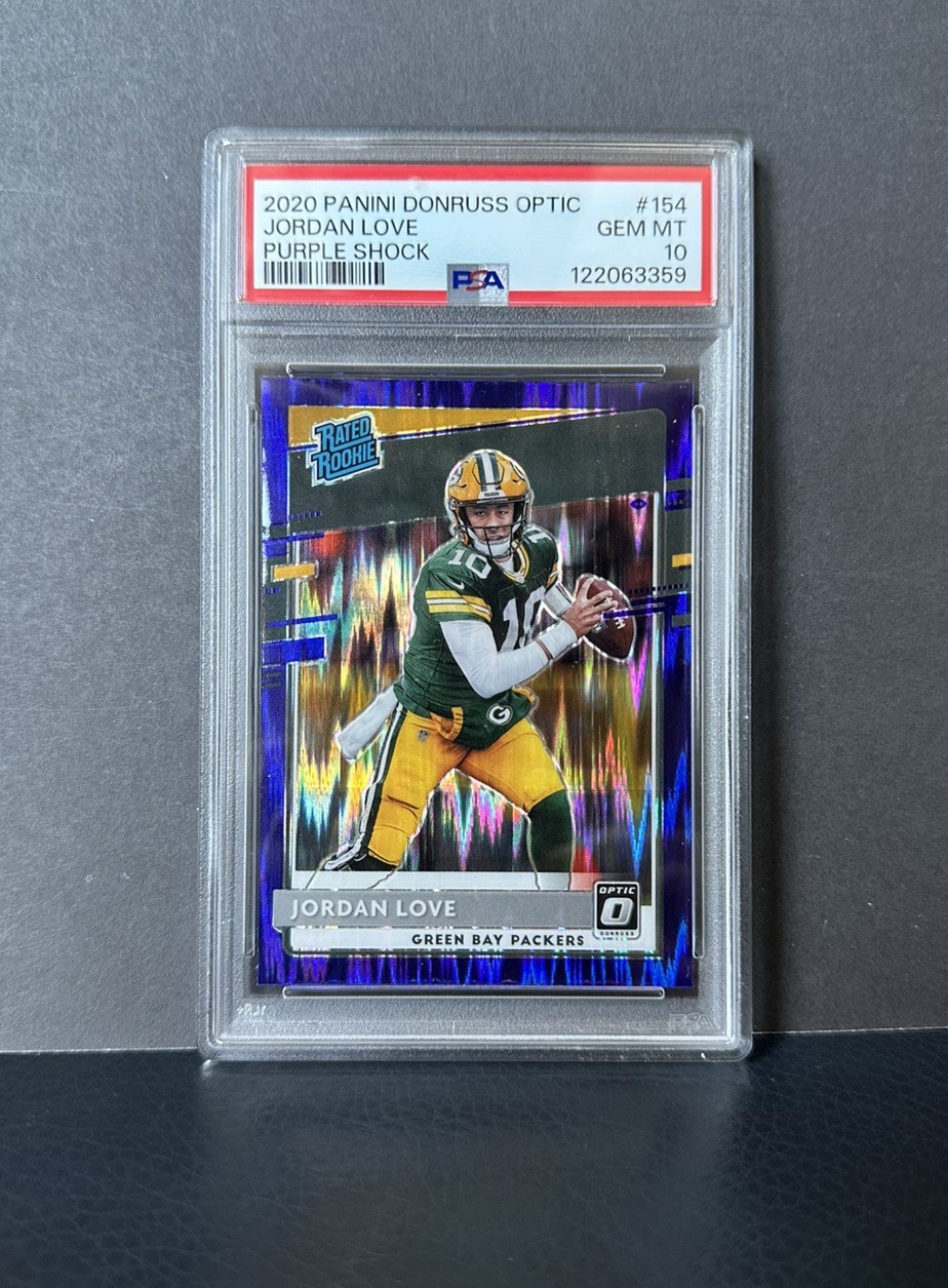 2020 PANINI DONRUSS OPTIC PURPLE SHOCK #154 JORDAN LOVE PSA 10 RATED ROOKIE RC