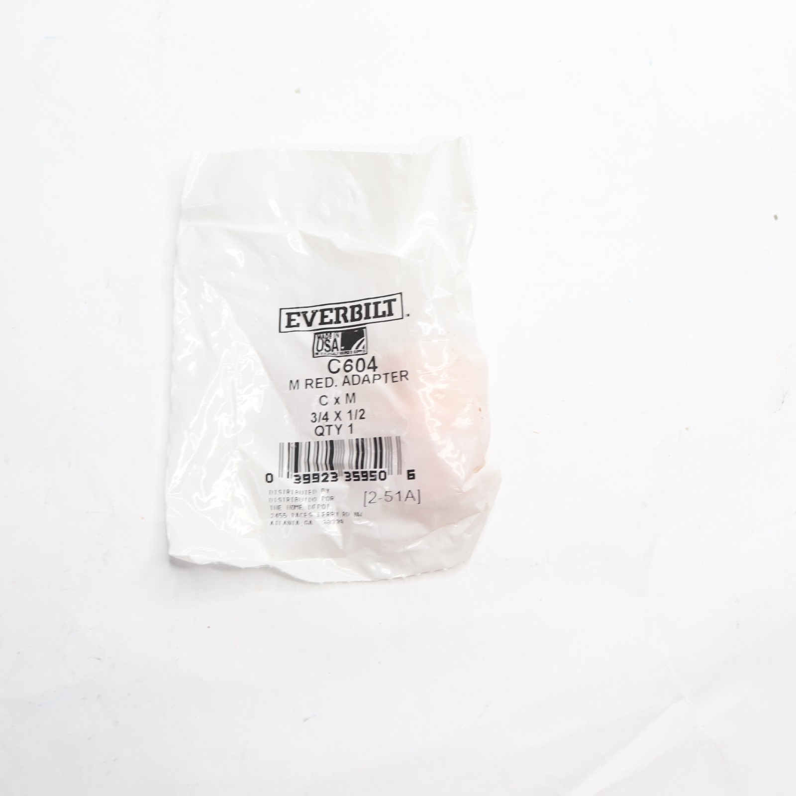 Everbilt Male Adapter Copper Pressure Cup x MIPT 3/4" x 1/2" C604HD3412 C604