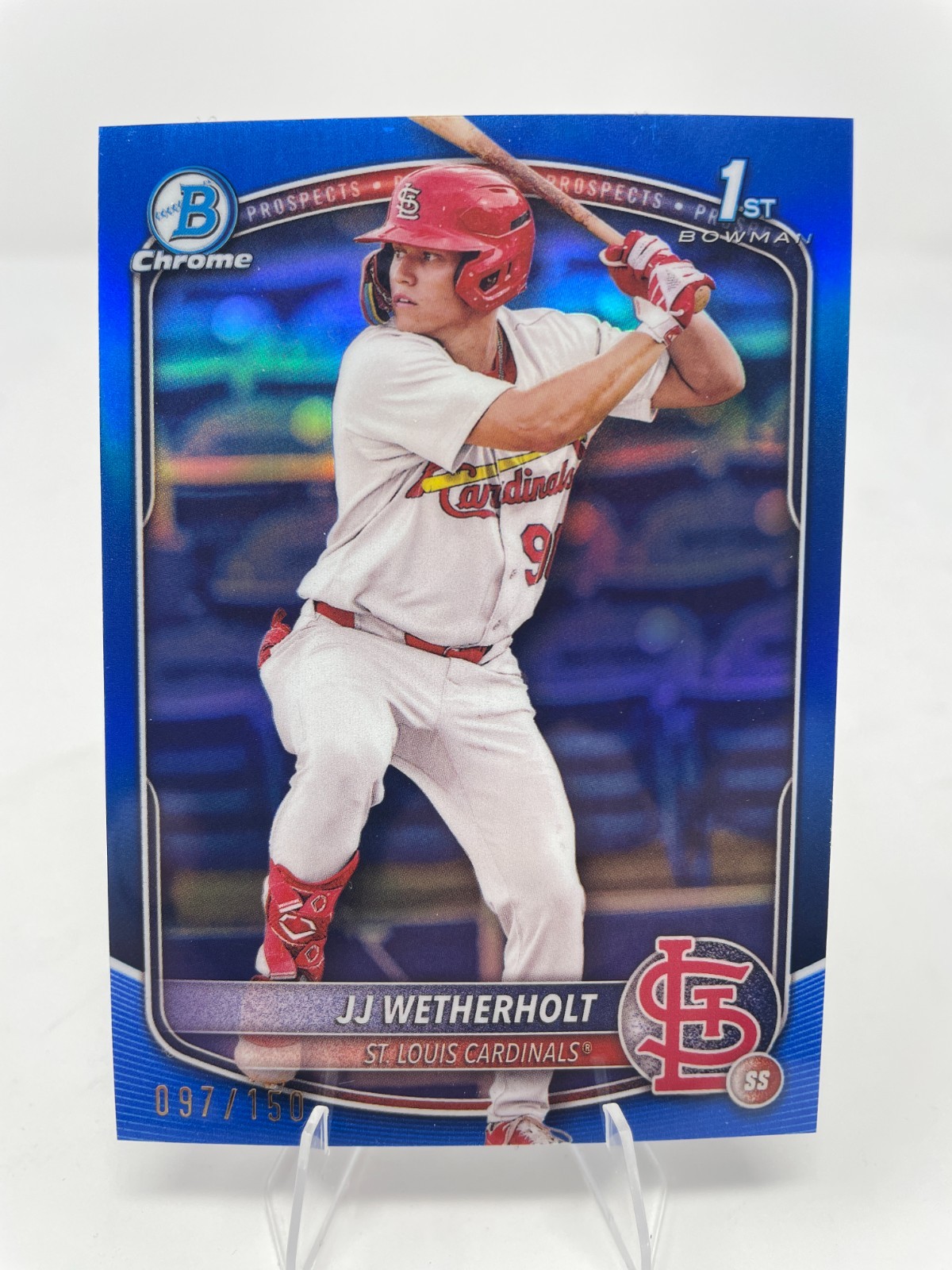 2025 Bowman Chrome - Prospects JJ Wetherholt, #BCP-22 Blue Refractor /150