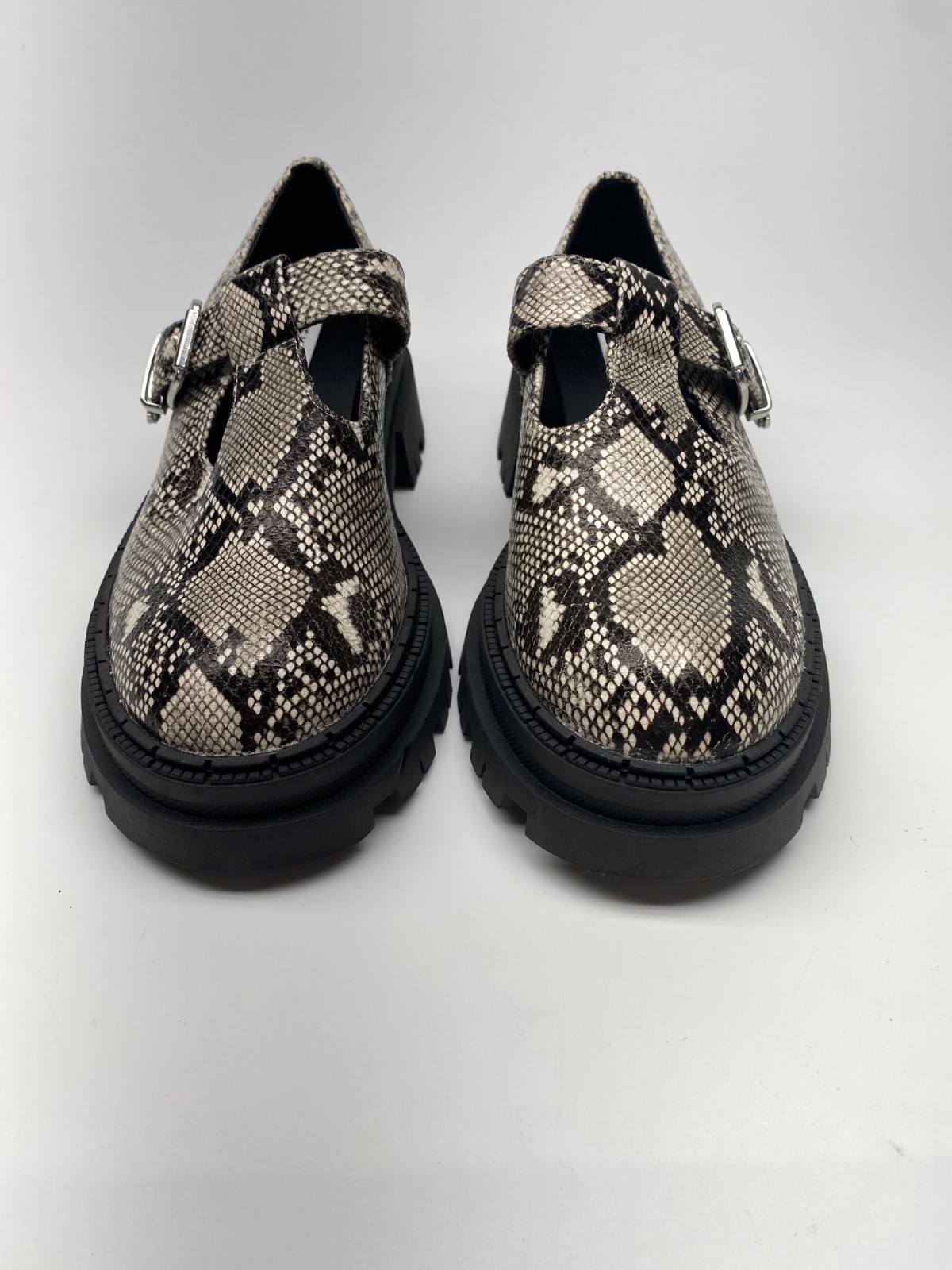 SAOLA Scarpa Steve Madden donna Kamlee suola a strappo Mary Jane naturale snake platform taglia 10