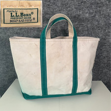 Vtg 80s LL Bean Boat And Tote Green Canvas Bag Vintage Beach Distressed