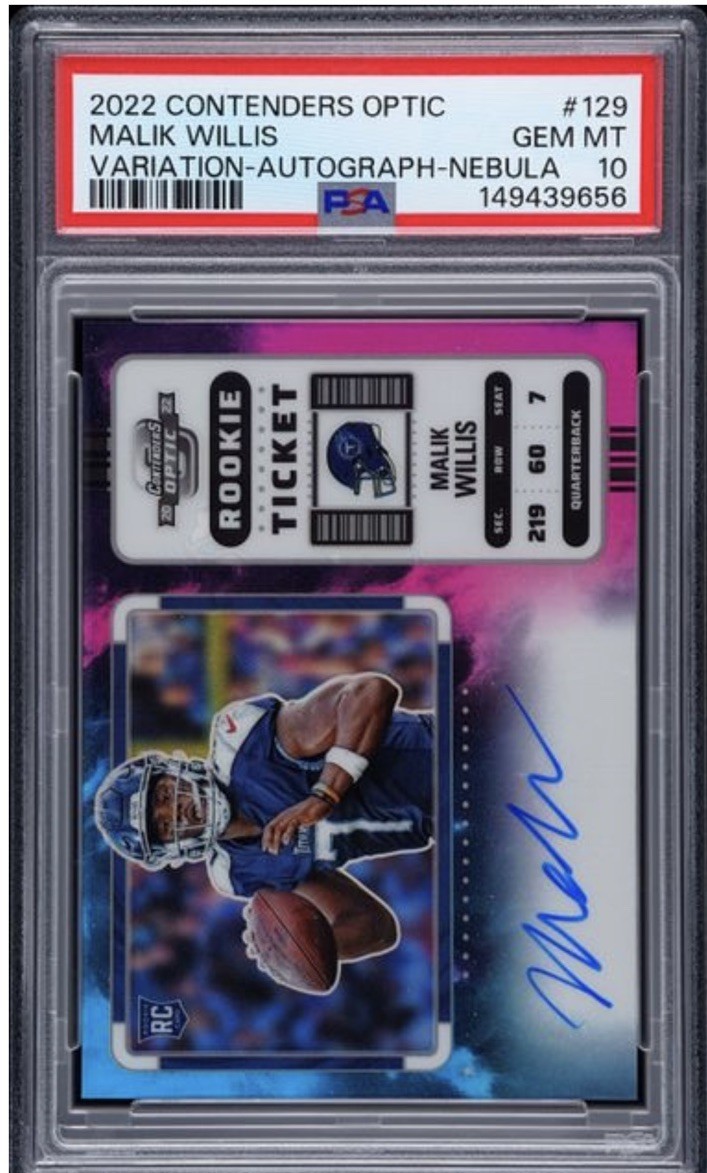 Malik Willis Panini Contenders Optic #129 Autograph-Nebula