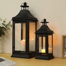 JHY DESIGN Set of 2 Outdoor Candle Lanterns 49.5cm&33cm Tall Tower RRP £59