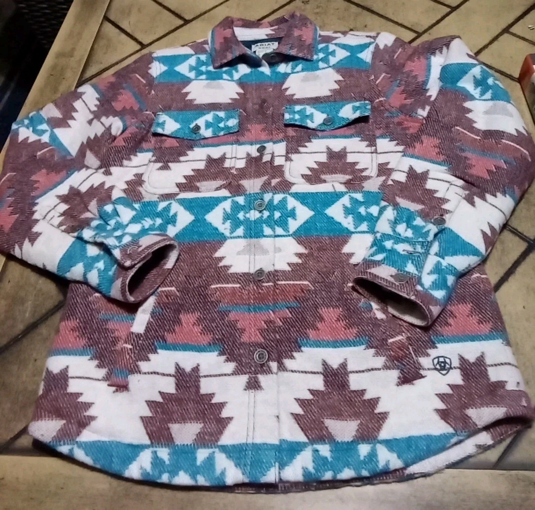 Ariat Southwestern Jacket Aztec Flannel Quilted Lined Western Women's Sz M