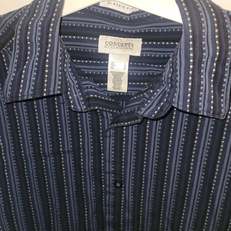 Concepts by Claiborne Mens Striped Long Sleeve Button Down Shirt Classic Fit L - Image 2 of 4