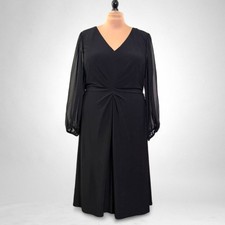 Jessica Howard Plus Size Gathered Blouson-Sleeve Black Midi Dress, NWT! Size 20W
