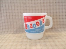 Fire-King BAZOOKA BUBBLE GUM O-Pee-Chee Advertising Candy Milk Glass Coffee Mug