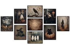 DTORCH Vintage Halloween Wall Art Set 10"L x 8"W, Unframed Poster
