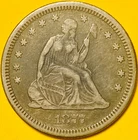 1877-S U.S. SEATED LIBERTY SILVER QUARTER 25c COIN (XF-Extra Fine)