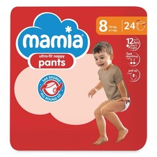Mamia Size 8 Nappy Pants 24 Pack – 360° Super Stretch, Dry Fast Technology, 0.41 per nappy