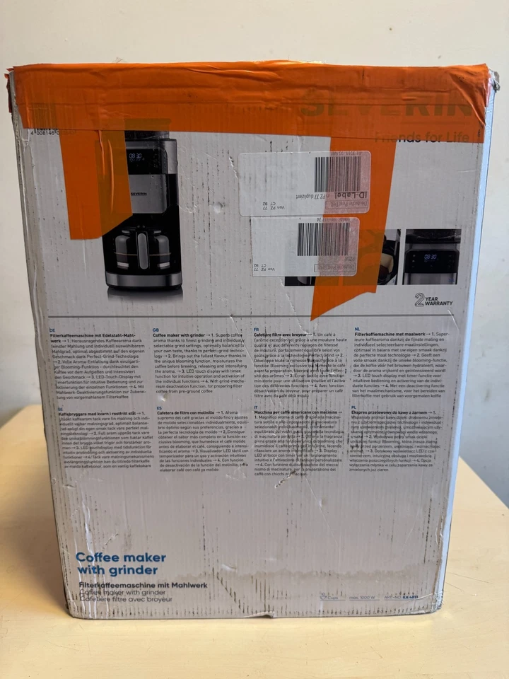 Severin KA 4813 Kaffeemaschine mit Mahlwerk LED-Display Timer Edelstahl Gebrauch - Bild 2 von 4