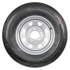 Radial Trailer Tire and Rim ST185/80R13 LRC 5 Lug 4.5 Center Silver Spoke Wheel
