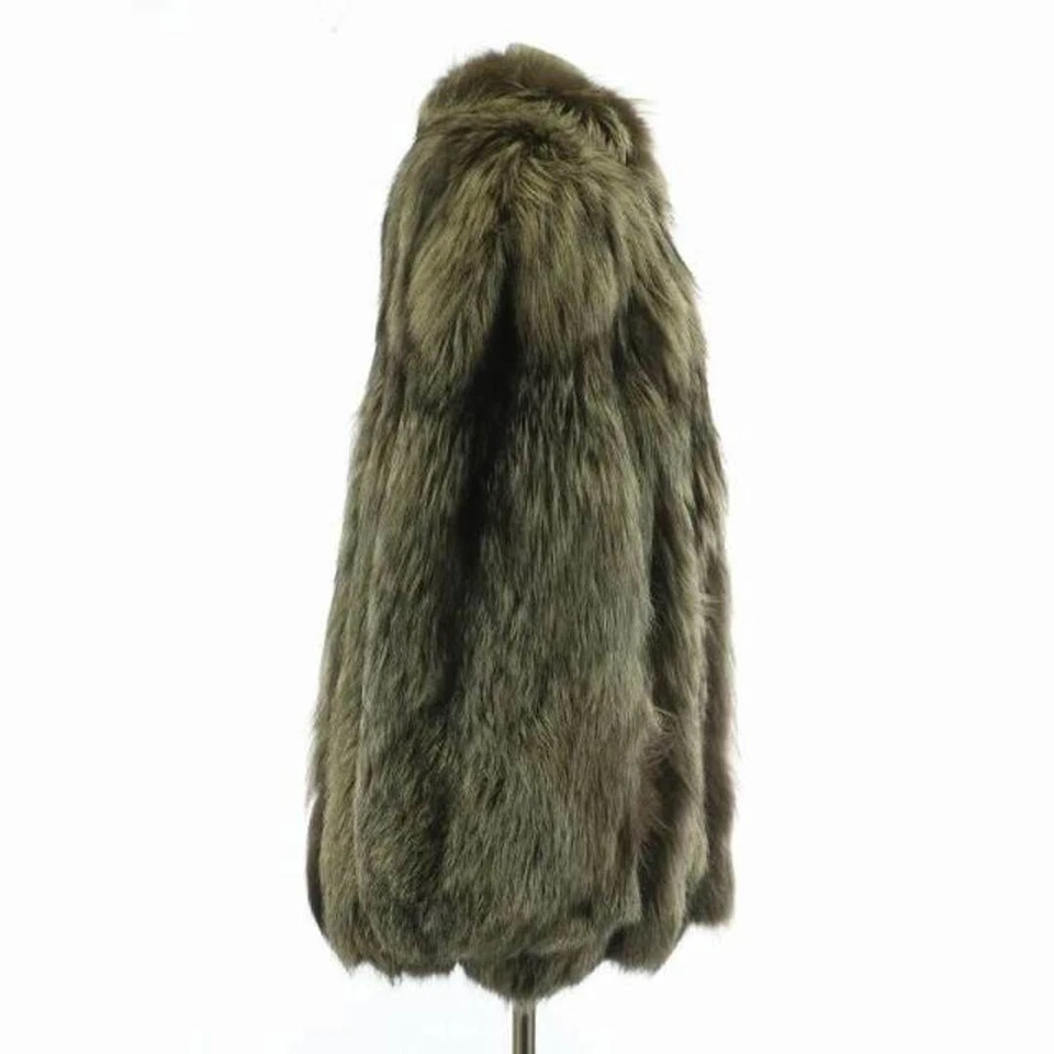 Silver Fox Fur Coat Dark Brown Mid Length Real Fox Hook Closure Japan Vintage - Image 2 of 4
